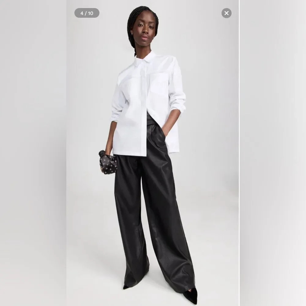 Good American size 6 (3xl) white cotton blend slit back poplin shirt - Picture 4 of 13